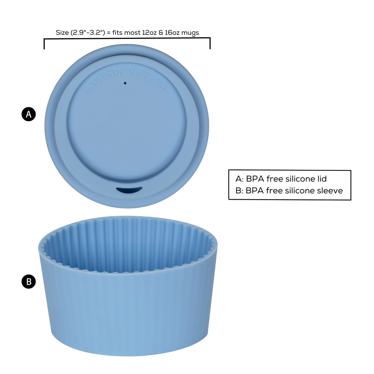Blue Lid and Sleeve for 12oz cup